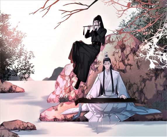 Обои картинки фото аниме, mo dao zu shi, вэй, усянь, лань, ванцзы, музыка