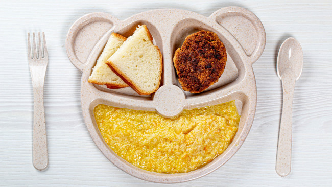 Обои картинки фото еда, вторые блюда, каша, хлеб, котлета