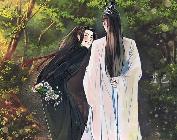 Обои картинки фото рисованное, кино,  мультфильмы, вэй, усянь, лань, ванцзи, цветы