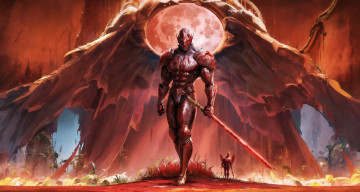 Картинка фэнтези демоны нейросети графика нейроарт ai art нейронные сети рисунки нейро искусство воин рыцарь демон