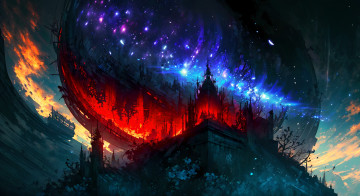 Картинка фэнтези замки нейросети графика нейроарт ai art нейронные сети рисунки нейро искусство