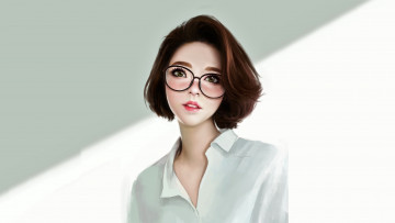 Картинка аниме unknown +другое+ девушка блузка очки