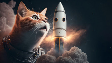 Картинка фэнтези космические+корабли +звездолеты +станции нейросети графика нейроарт ai art нейронные сети рисунки нейро искусство кот космонавт