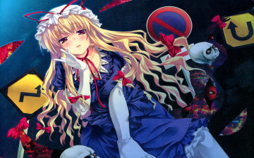 Картинка аниме touhou девушка знаки глаза