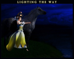 Картинка 3д графика people люди лошадь девушка