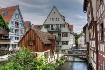 Картинка германия ульм города улицы площади набережные дома река