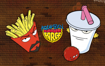 обоя команда, фастфуд, мультфильмы, aqua, teen, hunger, force, тефтель, фрай, шейк