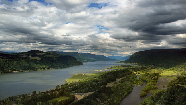 Обои картинки фото природа, реки, озера, река, облака