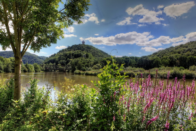 Обои картинки фото германия, нассау, природа, реки, озера, мост, река