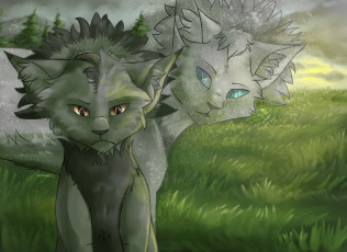 Картинка рисованные животные +коты звери