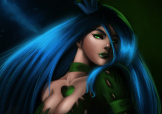 Картинка рисованные люди сердце платье зеленые глаза взгляд волосы