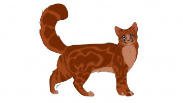 Картинка рисованные животные +коты животное белый фон кошка рыжая