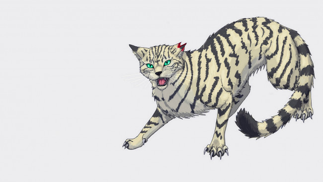 Обои картинки фото рисованные, животные,  коты, оскал, серый, фон, животное