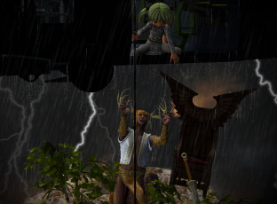 Картинка 3д+графика существа+ creatures кастаника взгляд фон мальчик меч молнии