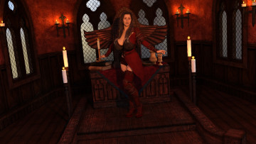 Картинка 3д+графика фантазия+ fantasy девушка взгляд фон свечи