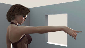 Картинка 3д+графика люди+ people девушка жест фон взгляд