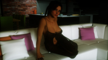 Картинка 3д+графика люди+ people диван фон взгляд девушка