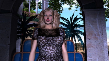 Картинка 3д+графика люди+ people фон блондинка взгляд девушка