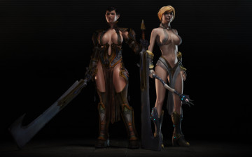 Картинка 3д+графика фантазия+ fantasy оружие фон взгляд девушки
