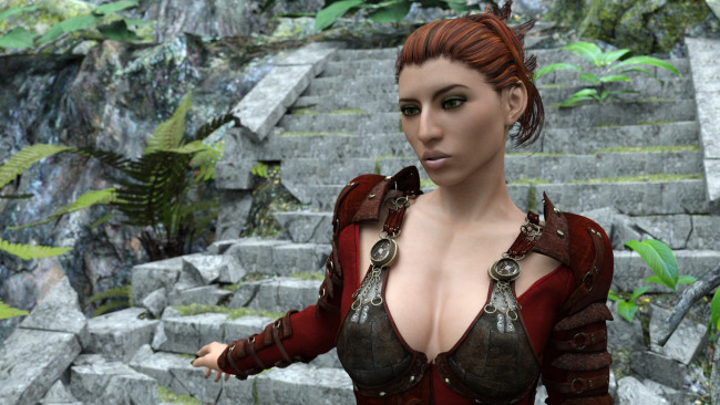 Обои картинки фото 3д графика, амазонки , amazon, девушка, взгляд, фон