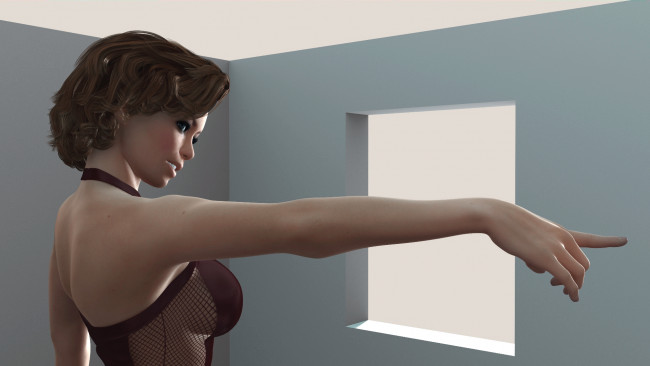 Обои картинки фото 3д графика, люди , people, девушка, жест, фон, взгляд