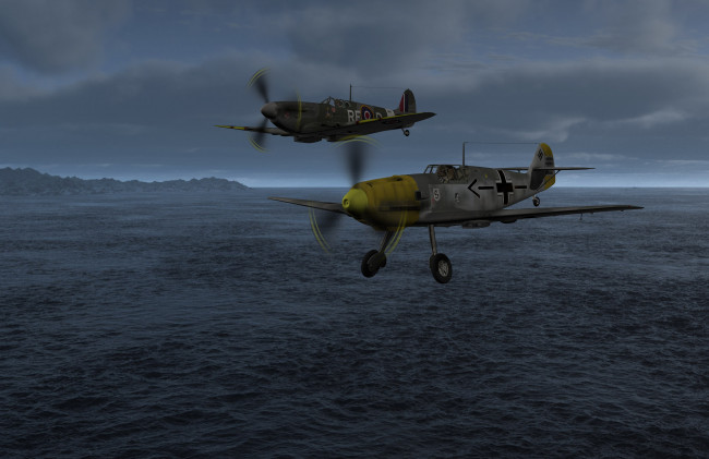 Обои картинки фото авиация, 3д, рисованые, v-graphic, море, полет, самолеты