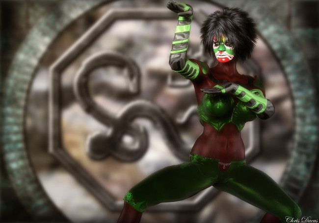 Обои картинки фото 3д графика, фантазия , fantasy, поза, фон, взгляд, девушка