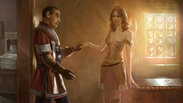 Картинка видео+игры the+witcher окно девушка мужчина комната