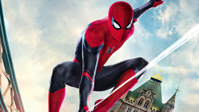 Обои картинки фото spider-man,  far from home, рисованное, кино,  мультфильмы, фантастика, человек, паук, вдали, от, дома, том, холланд, боевик