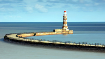 Картинка roker+lighthouse sunderland uk природа маяки roker lighthouse