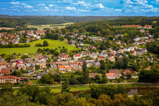 Обои картинки фото города, - панорамы, река, город, панорама, лето