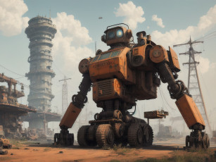 обоя фэнтези, роботы,  киборги,  механизмы, нейросети, графика, нейроарт, ai, art, нейронные, сети, рисунки, нейро, искусство