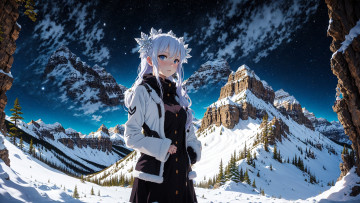 Картинка аниме зима +новый+год +рождество нейросети графика нейроарт ai art нейронные сети рисунки нейро искусство