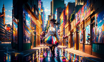 Картинка аниме город +улицы +интерьер +здания нейросети графика нейроарт ai art нейронные сети рисунки нейро искусство