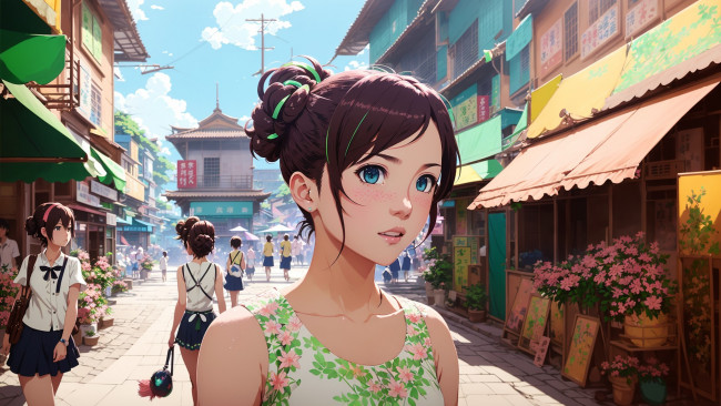 Обои картинки фото аниме, город,  улицы,  интерьер,  здания, нейросети, графика, нейроарт, ai, art, нейронные, сети, рисунки, нейро, искусство