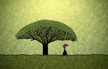 обоя рисованное, vladstudio, дерево, цветок