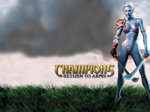 обоя видео игры, champions,  return to arms, девушка, эльфийка, оружие