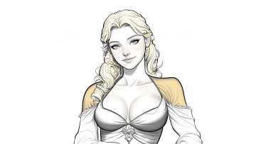 обоя рисованное, люди, красивая, девушка