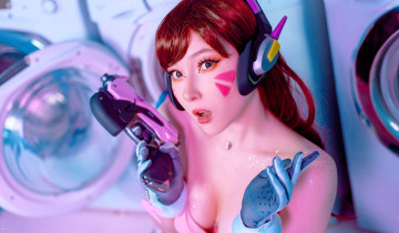 Картинка девушки visagefox образ косплей наряд стиральная машинка наушник пистолет