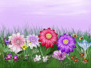 Картинка рисованные цветы