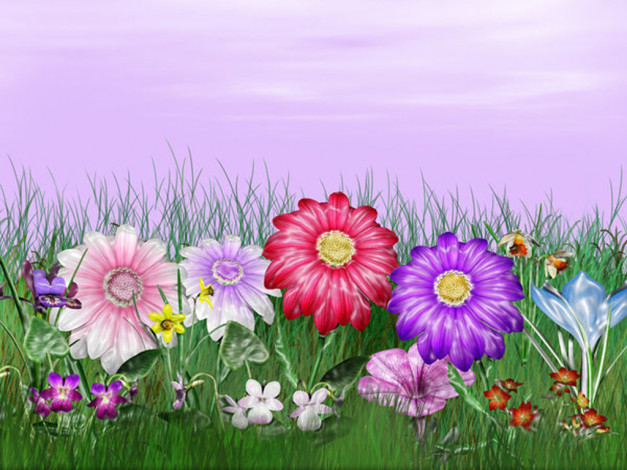 Обои картинки фото рисованные, цветы