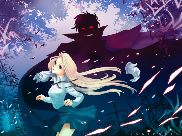 Обои картинки фото аниме, hellsing, вампир, alucard, integra