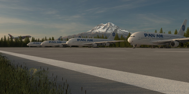 Обои картинки фото авиация, 3д, рисованые, graphic, стоянка, самолеты