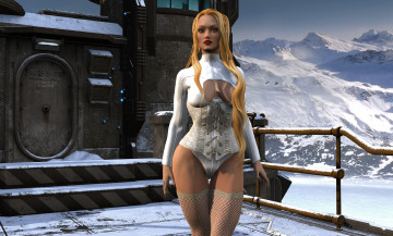 Картинка 3д+графика люди+ people взгляд девушка блондинка