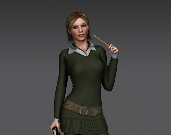 Обои картинки фото 3д графика, люди , people, фон, взгляд, девушка