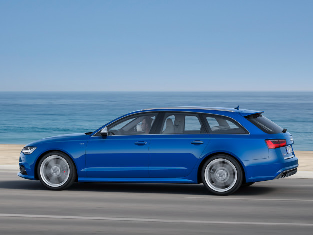 Обои картинки фото автомобили, audi, s6, avant, 4g-c7, 2014г, синий