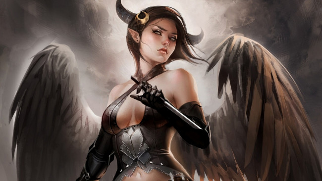 Обои картинки фото фэнтези, существа, ангел, девушка
