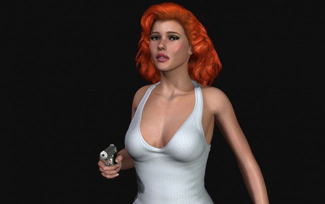 Обои картинки фото 3д графика, люди , people, девушка, рыжая, взгляд