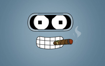 Картинка рисованное минимализм зубы глаза робот сигара