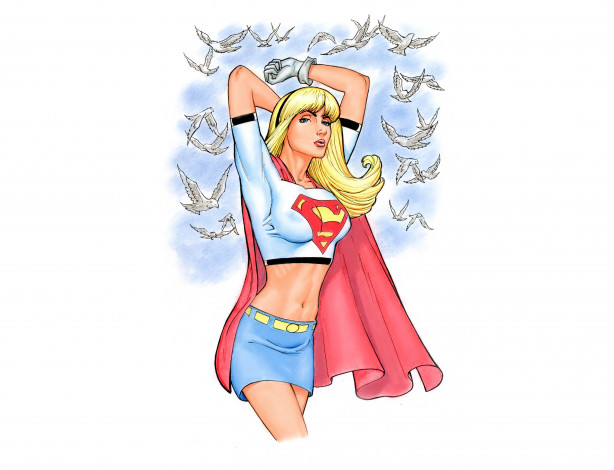 Обои картинки фото рисованное, комиксы, фон, девушка, взгляд, голубь, униформа